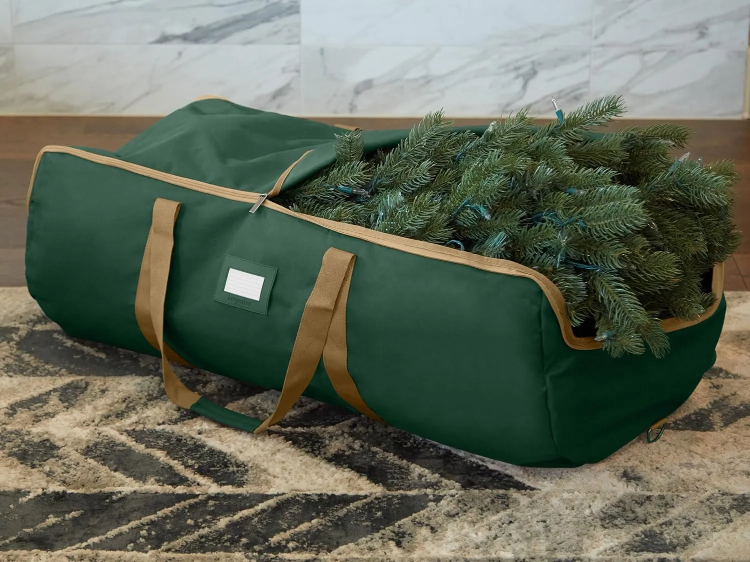 Covermates Keepsakes Garland Duffle Bag – Durable Polyester, Reinforced Handles, Fits up to 25 Foot Garland Depending on Thickness - Holiday Storage, Green