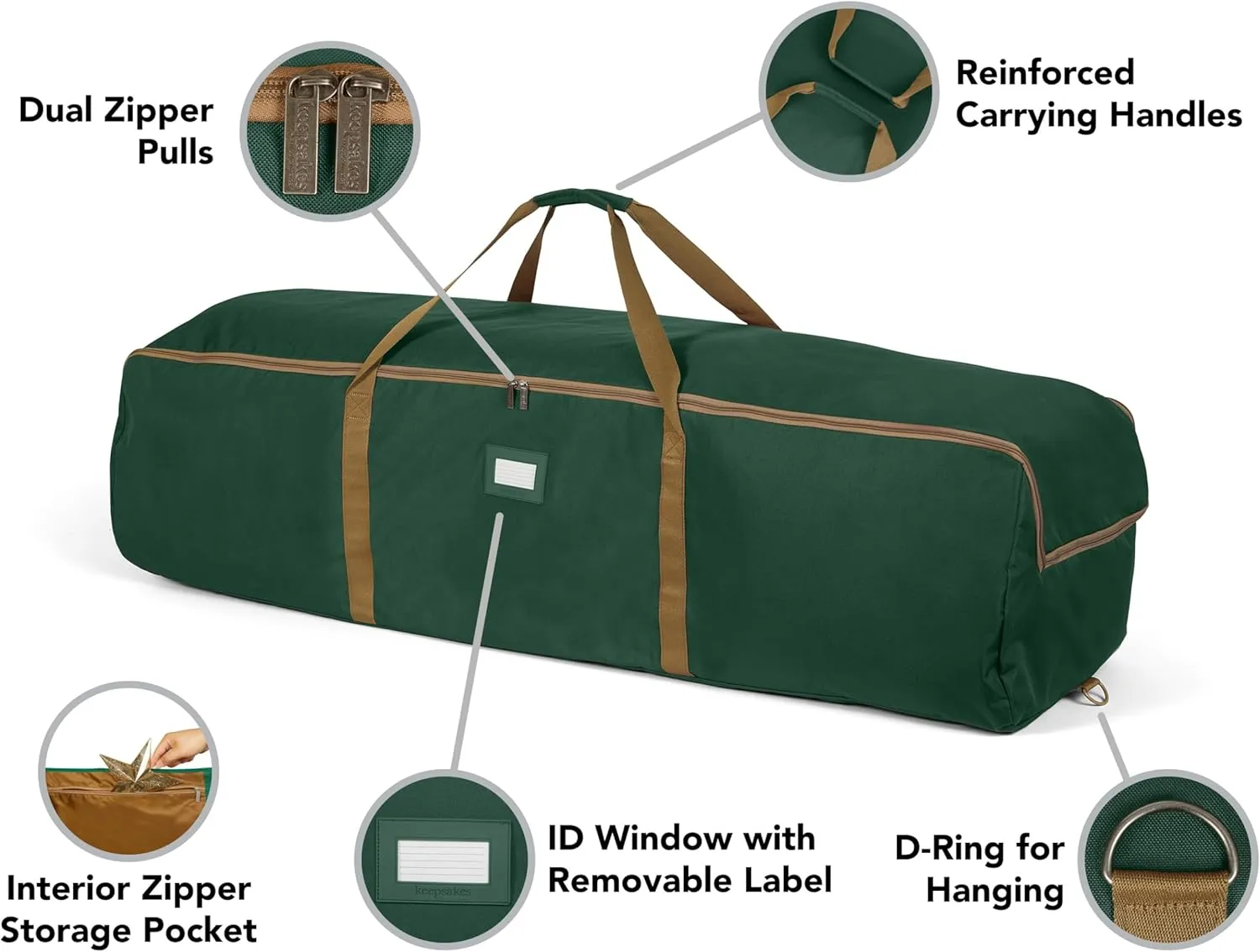Covermates Keepsakes Garland Duffle Bag – Durable Polyester, Reinforced Handles, Fits up to 25 Foot Garland Depending on Thickness - Holiday Storage, Green