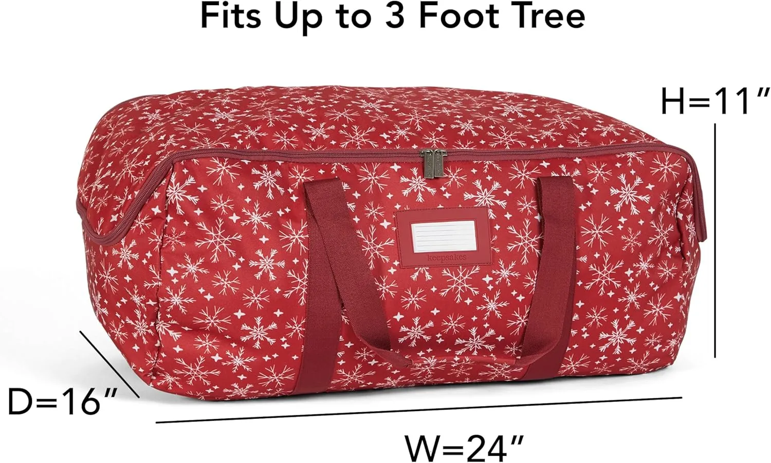 Covermates Keepsakes Garland Duffle Bag – Durable Polyester, Reinforced Handles, Fits up to 25 Foot Garland Depending on Thickness - Holiday Storage, Red Snowflake