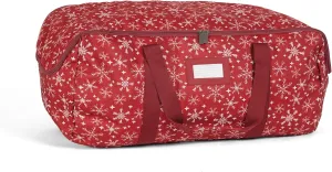 Covermates Keepsakes Garland Duffle Bag – Durable Polyester, Reinforced Handles, Fits up to 25 Foot Garland Depending on Thickness - Holiday Storage, Red Snowflake