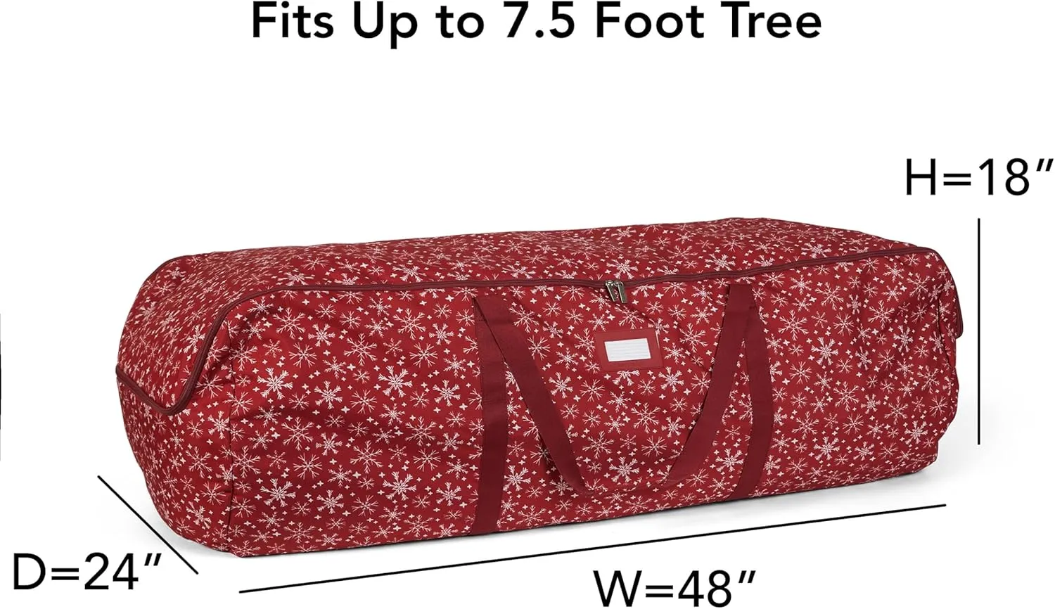 Covermates Keepsakes Garland Duffle Bag – Durable Polyester, Reinforced Handles, Fits up to 25 Foot Garland Depending on Thickness - Holiday Storage, Red Snowflake