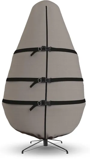 Covers & all Christmas Tree Upright Storage Bag, 8 oz Heavy Duty 600 Denier Water Repellant and UV Resistant Fabric with Buckle Straps, Zipper & Drawstrings (5’ feet, Beige)