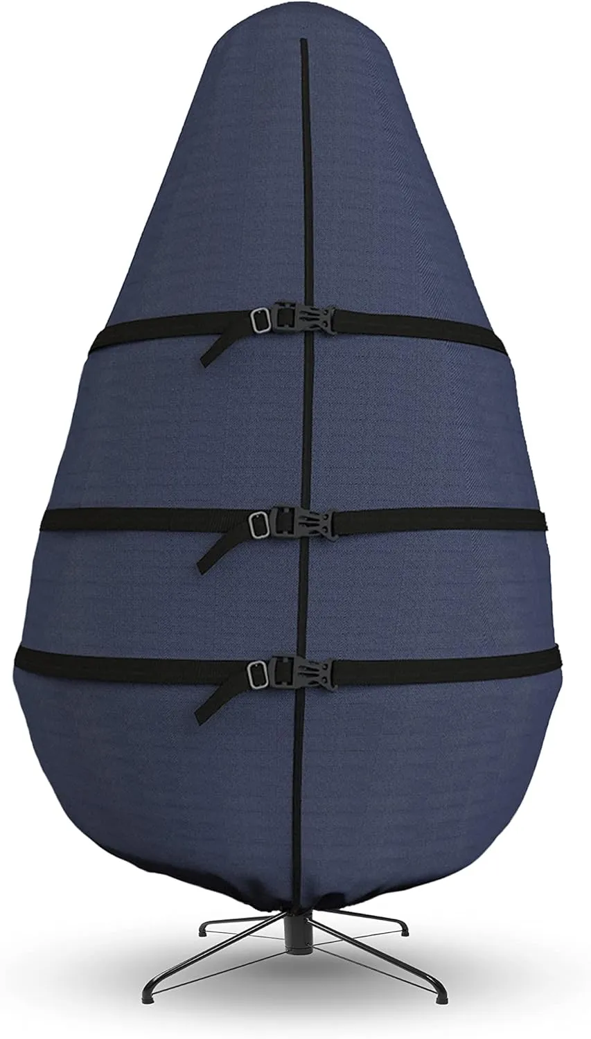 Covers & all Christmas Tree Upright Storage Bag, 8 oz Heavy Duty 600 Denier Water Repellant and UV Resistant Fabric with Buckle Straps, Zipper & Drawstrings (5’ feet, Navy Blue)