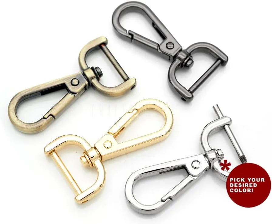 CRAFTMEMORE 2pcs Detachable Snap Hook Swivel Clasp w/Screw Bar VT493 Bag Strap Hardware Replacement (1 Inch, Gunmetal)
