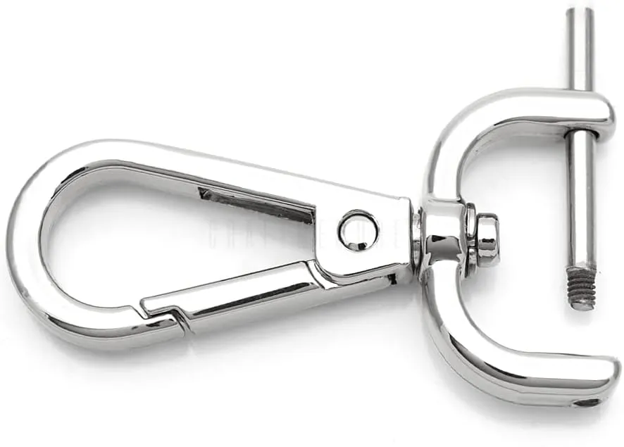 CRAFTMEMORE 2pcs Detachable Snap Hook Swivel Clasp w/Screw Bar VT493 Bag Strap Hardware Replacement (5/8 Inch, Silver)