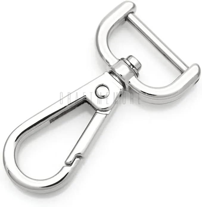 CRAFTMEMORE 2pcs Detachable Snap Hook Swivel Clasp w/Screw Bar VT493 Bag Strap Hardware Replacement (5/8 Inch, Silver)