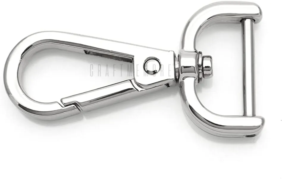 CRAFTMEMORE 2pcs Detachable Snap Hook Swivel Clasp w/Screw Bar VT493 Bag Strap Hardware Replacement (5/8 Inch, Silver)
