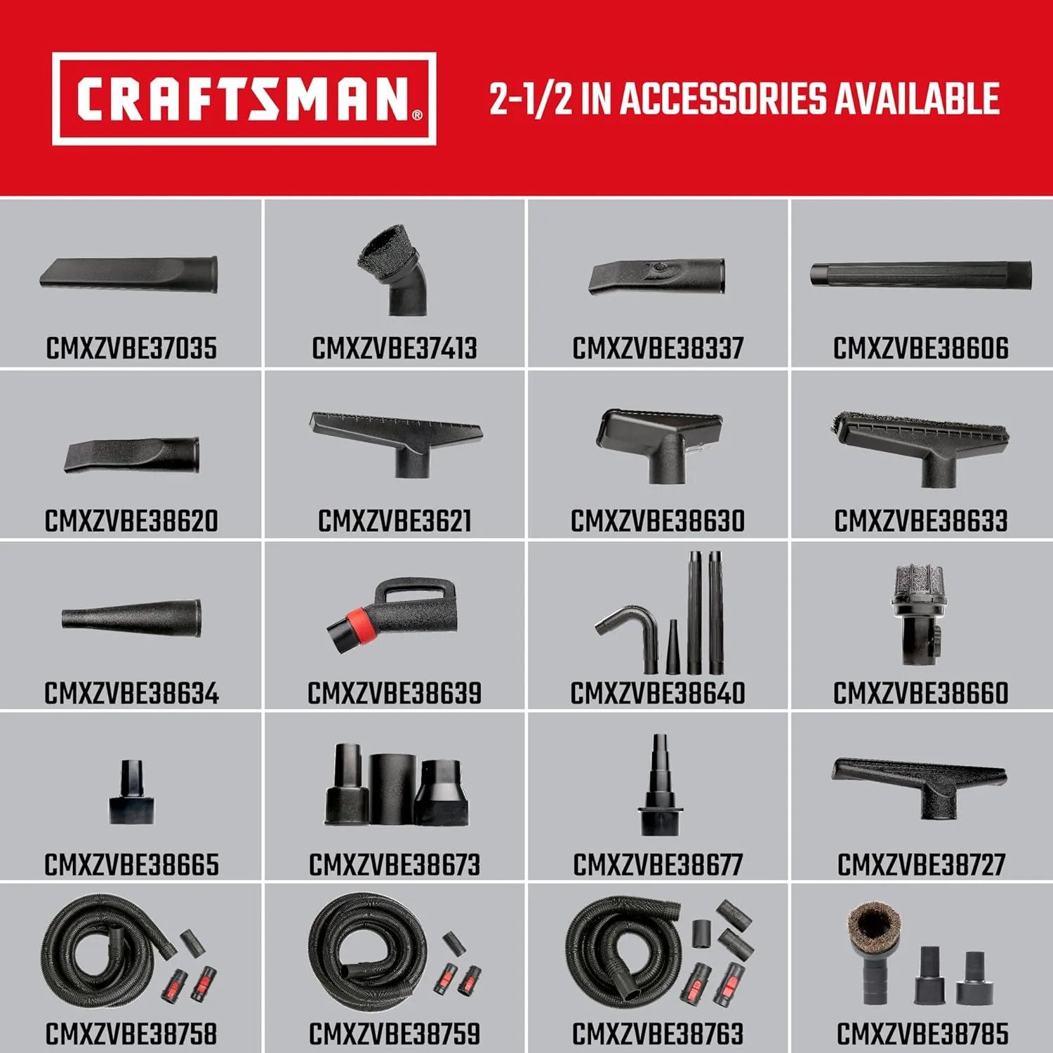 CRAFTSMAN CMXZVBE38763 2-1/2 in. x 7 ft. POS-I-LOCK Wet Dry Vac Hose Attachment Kit, Industrial-Grade Shop Vacuum Replacement Hose, Fits Most Wet/Dry Vacuums with a 2-1/2 in. Diameter