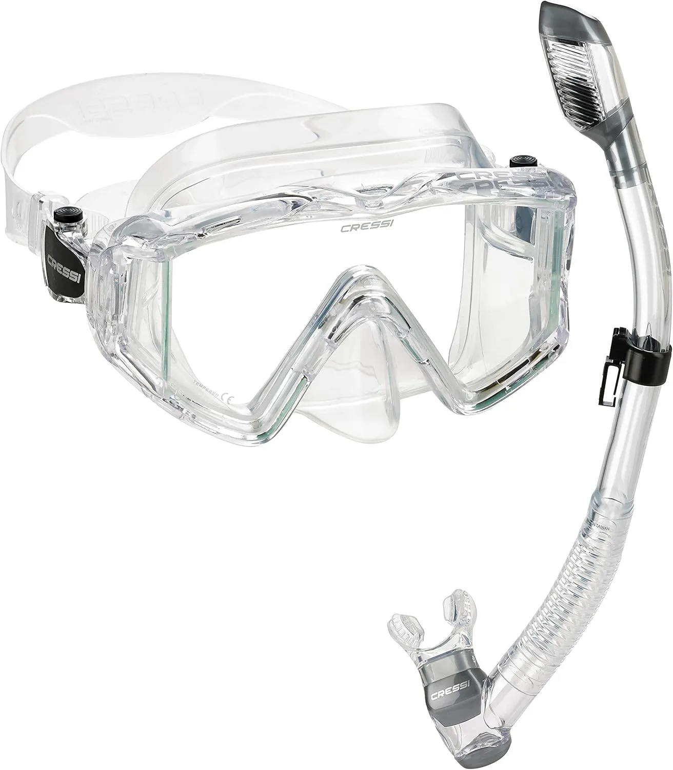Cressi Panoramic Wide View Mask & Dry Snorkel Kit for Snorkeling, Scuba Diving - Pano 3 & Supernova Dry: Designed in Italy