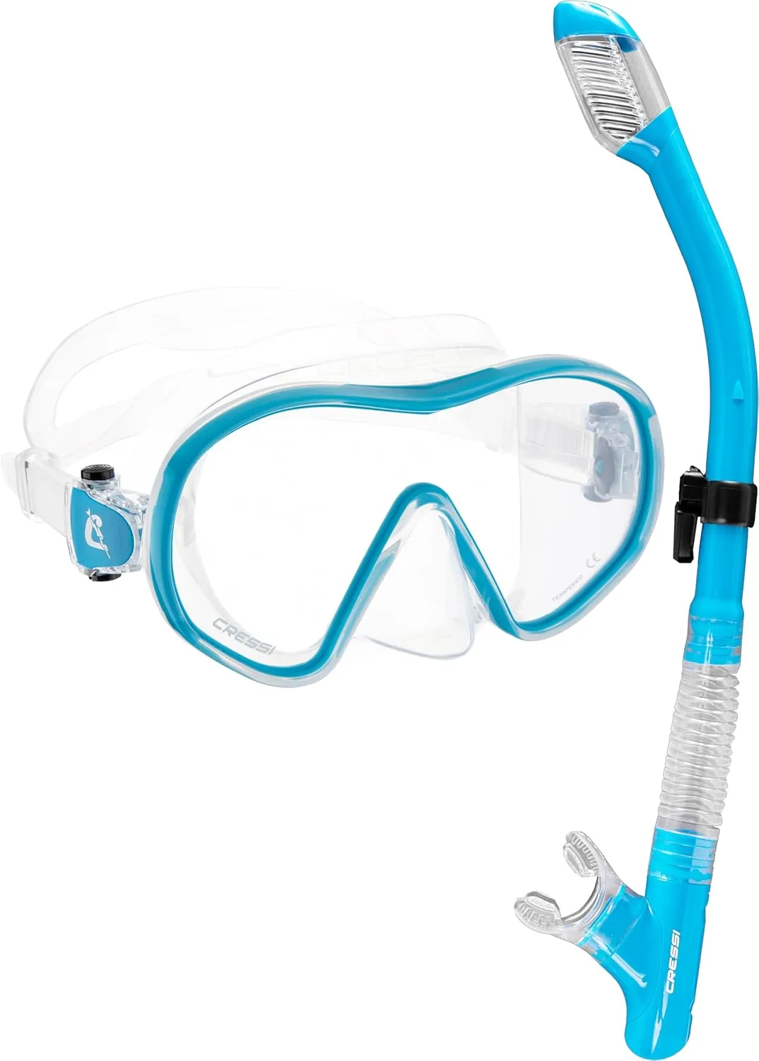 Cressi Single Lens Frameless Scuba Mask & Dry Snorkel for Snorkeling, Scuba Diving, F-Dual & Tao Dry: Designed in Italy