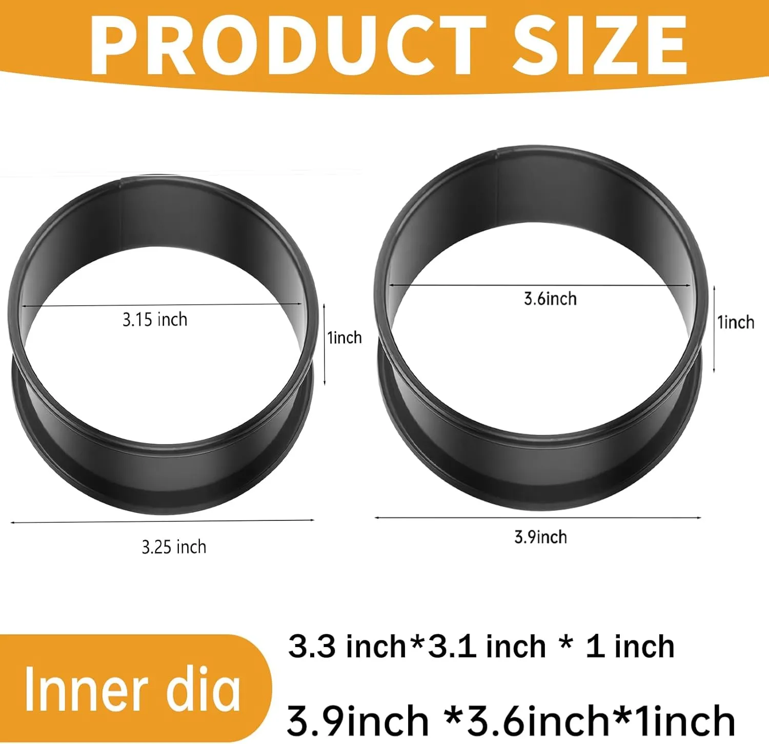 Crumpet Rings, 16Pack Nonstick English Muffin Ring, Outer diameter 4 Inch 3.3Inch Upgrade Stainless Steel Double Rolled Tart Rings. More Convenient to Take the Food of The Bakery Ring Mold.