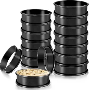 Crumpet Rings, 16Pack Nonstick English Muffin Ring, Outer diameter 4 Inch 3.3Inch Upgrade Stainless Steel Double Rolled Tart Rings. More Convenient to Take the Food of The Bakery Ring Mold.