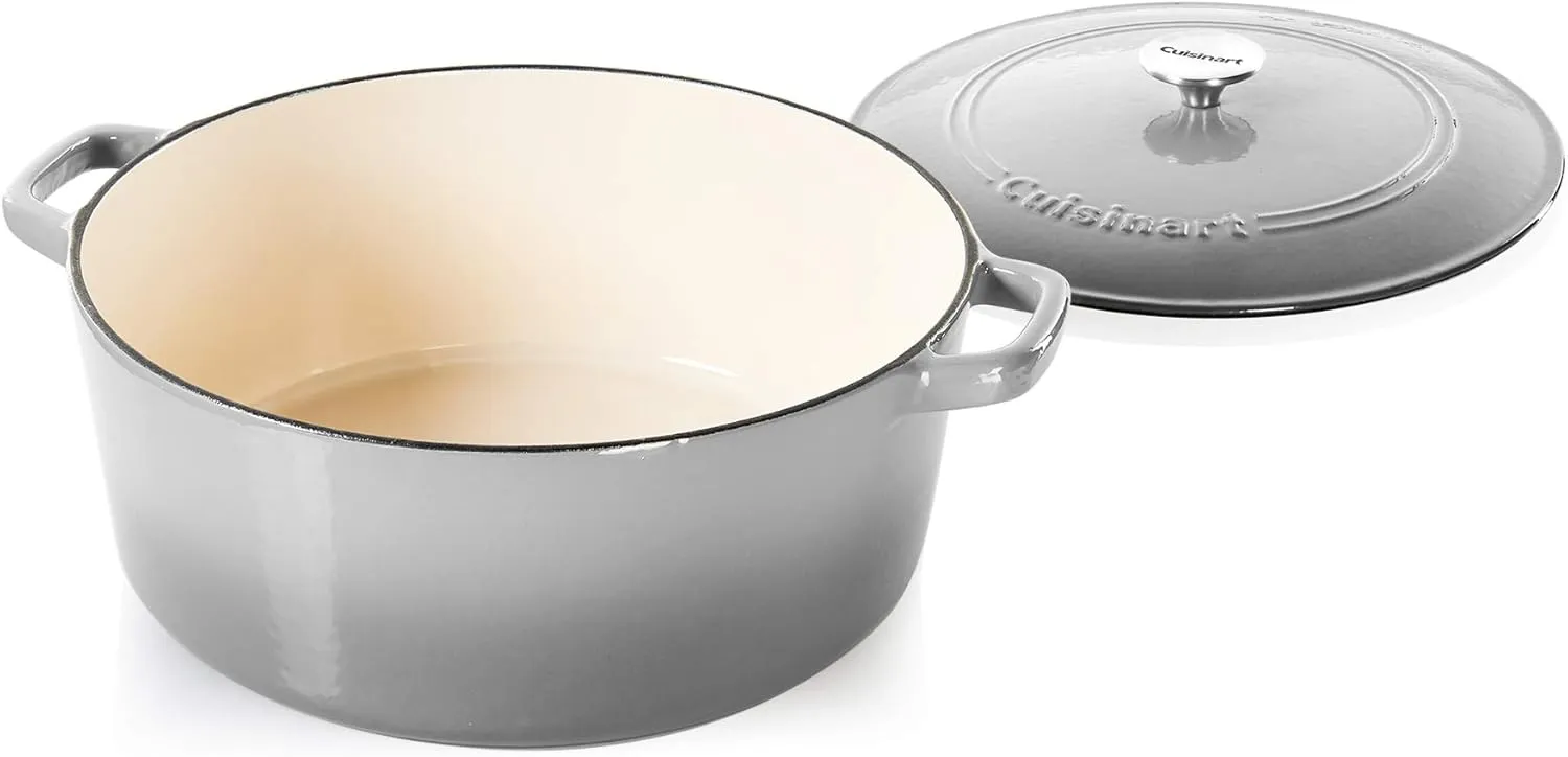 Cuisinart Chef's Classic Enameled Cast Iron Round Covered Casserole (Grey Gradient, 7- Quart)