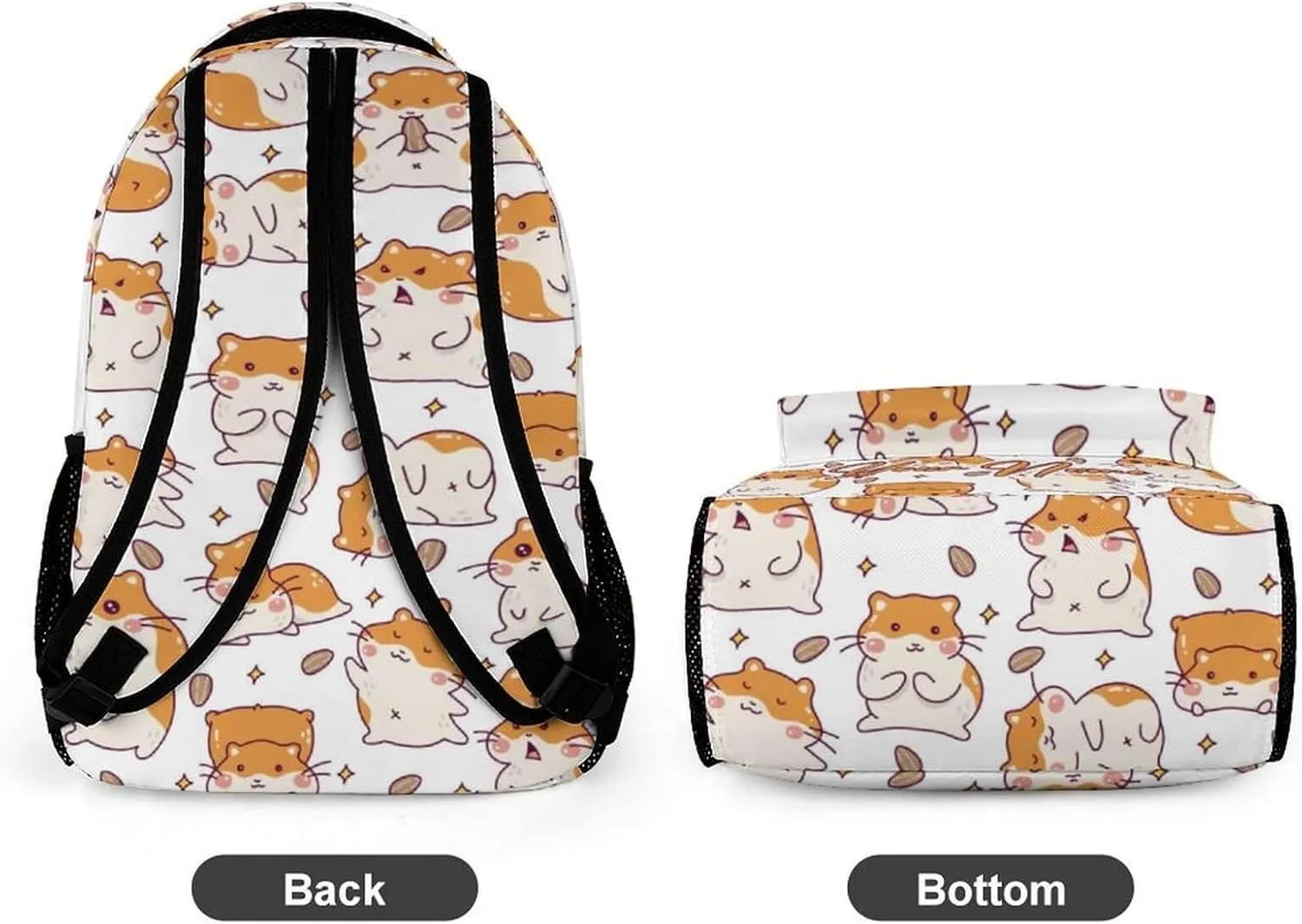 Custom Hamster School Backpack for Kids Girls Boys, 16 Inch Cute Hamsters Themed Bookbag, Personalized School Backpack for Students Children, Lightweight, Large Capacity