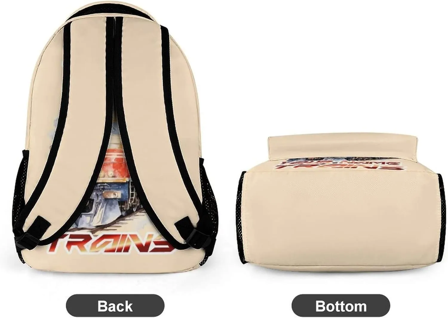 Custom Train School Backpack for Kids Girls Boys, 16 Inch Cute Train Themed Bookbag, Personalized School Backpack for Students Children, Lightweight, Large Capacity