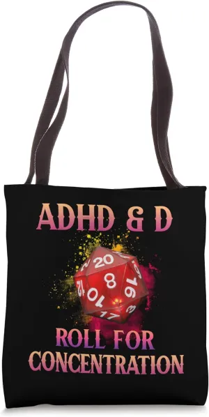 Cute ADHD&D Roll For Concentration Neurodiversity Apparel Tote Bag