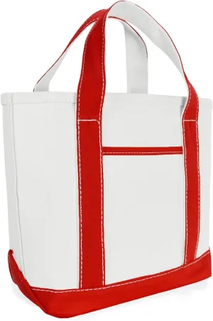 DALIX 14" Mini Small Cotton Canvas Party Favor Wedding Gift Tote Bag in Red White