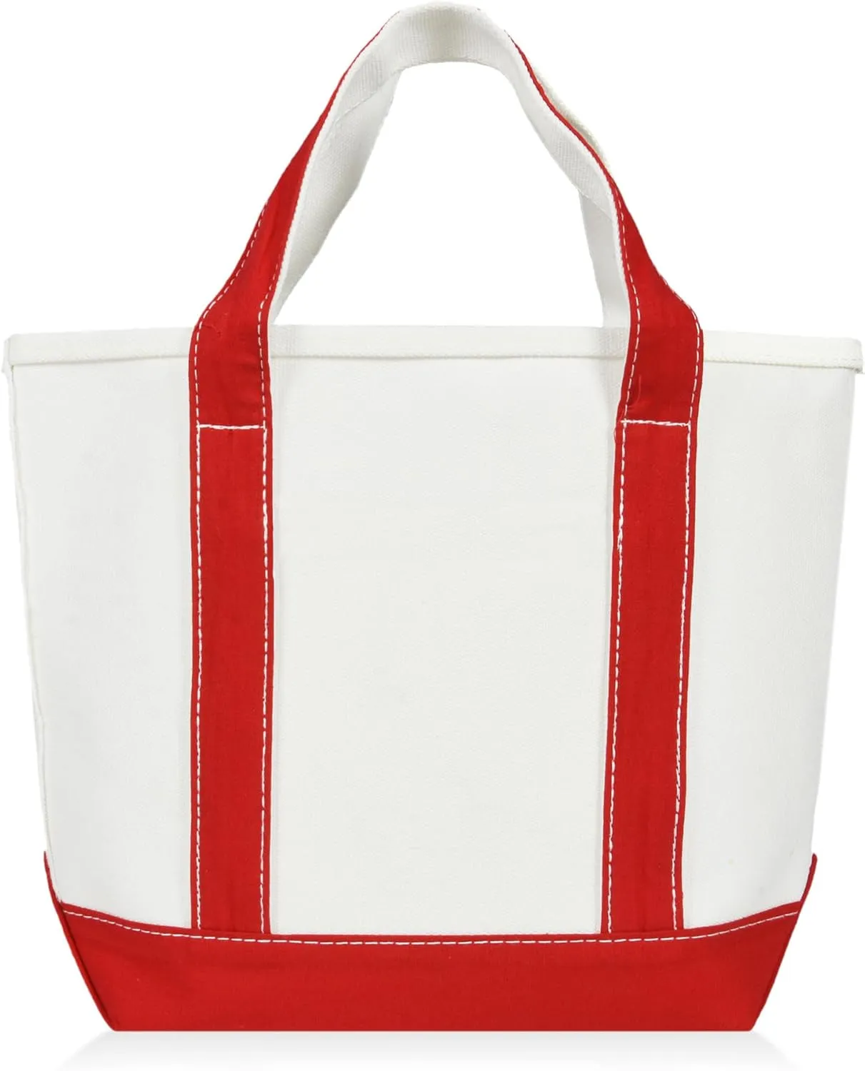 DALIX 14" Mini Small Cotton Canvas Party Favor Wedding Gift Tote Bag in Red White