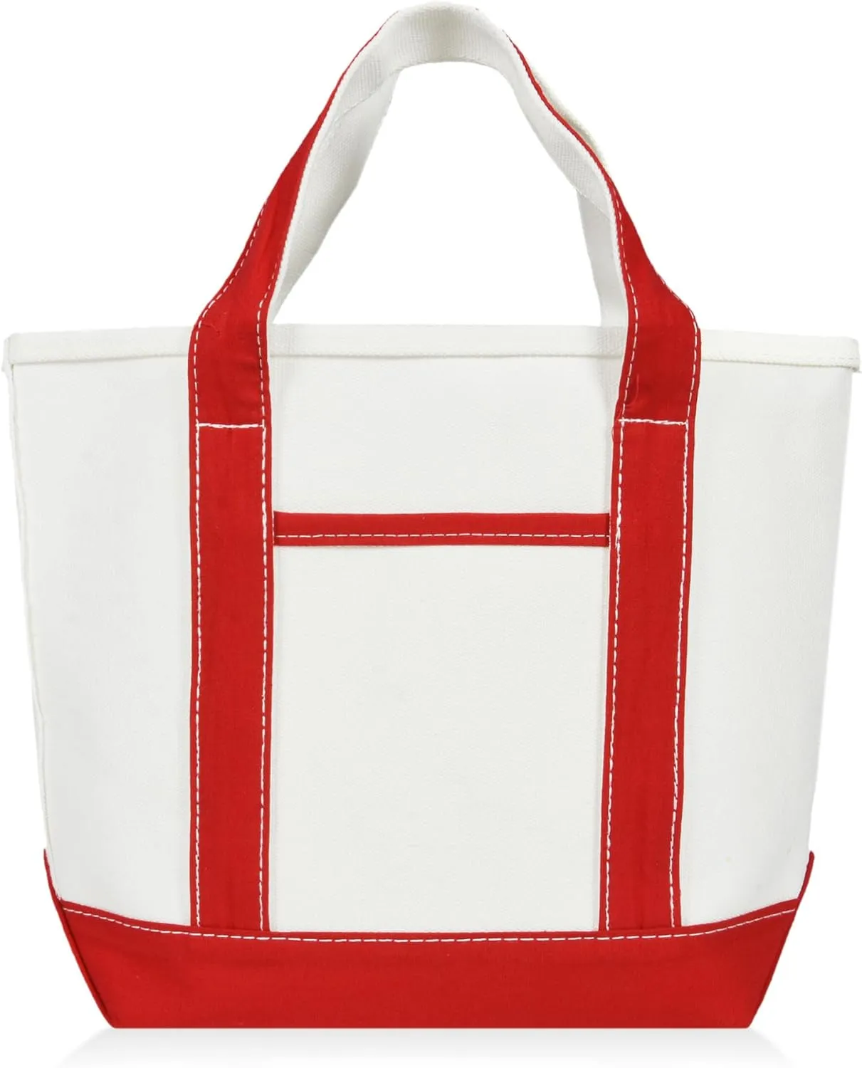 DALIX 14" Mini Small Cotton Canvas Party Favor Wedding Gift Tote Bag in Red White