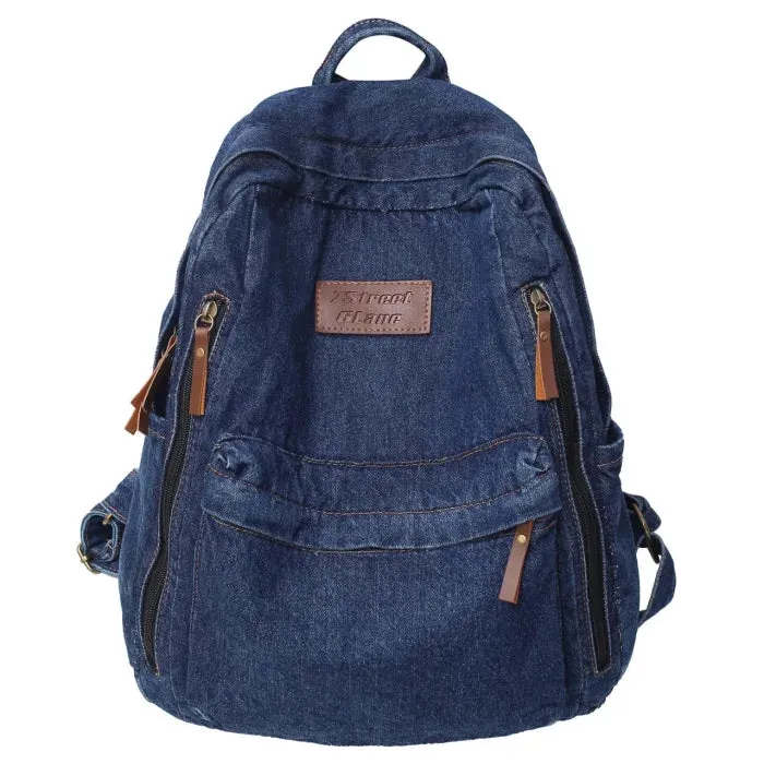 Dark Blue Denim Backpack