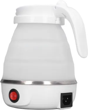 DAUZ Folding Electric Kettle, US Plug 110V 400W Collapsible Hot Water Kettle with Detachable Power Cord for Desktop (White)