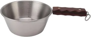 DAUZ Outdoor Frying Pan 304 Stainless Steel 2000 ML Easy to Hold Backpacking Frying Pan Wood Handle for Hiking (Silver)