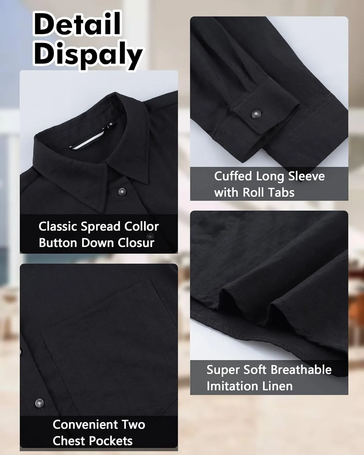 Deer Lady Womens Button Down Shirts Roll Up Long Sleeve Casual Blouse Shirts Tops