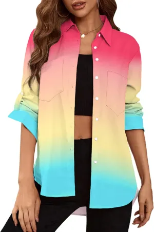 Deer Lady Womens Button Down Shirts Roll Up Long Sleeve Casual Blouse Shirts Tops