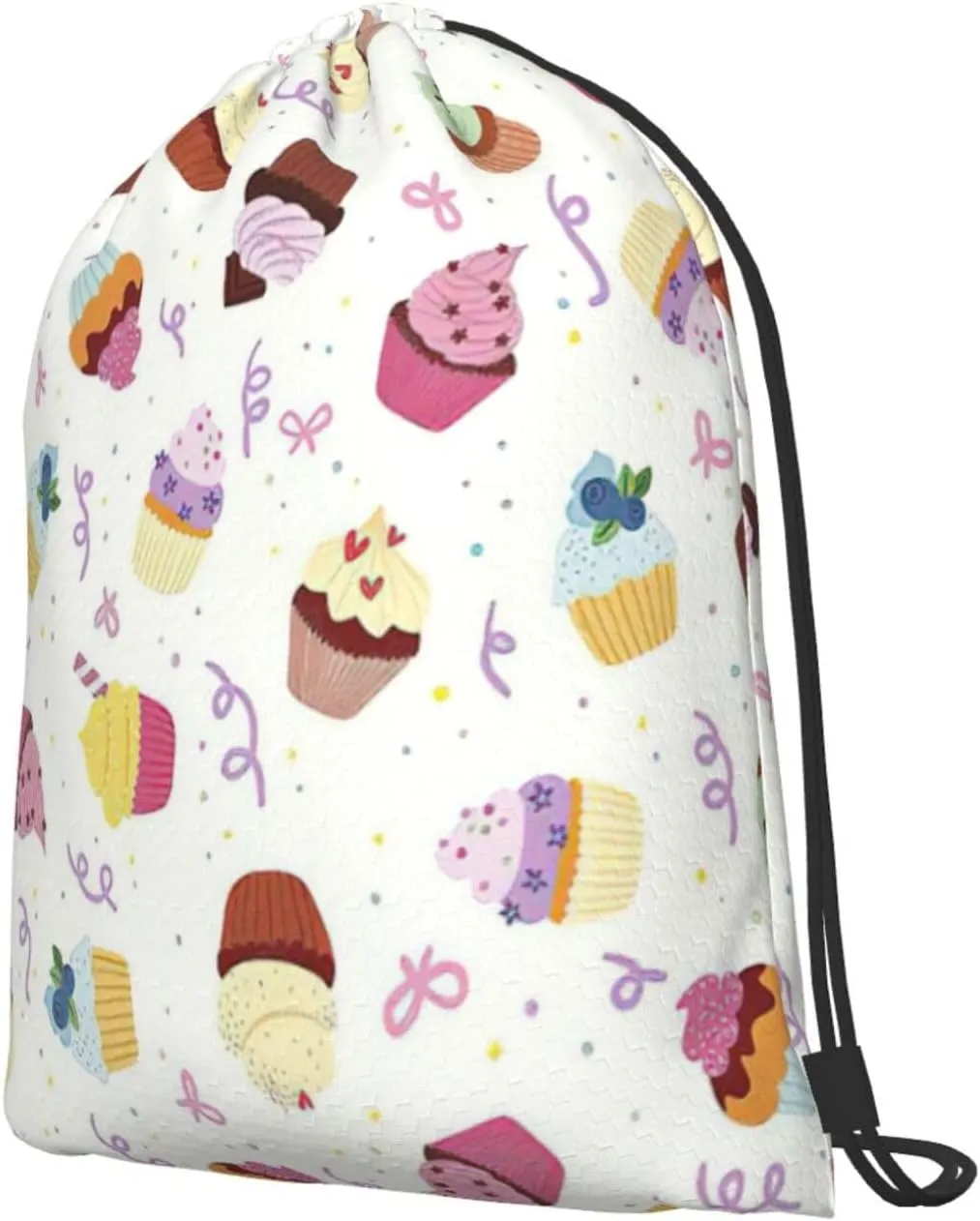 Delicious Cupcakes Drawstring Cinch Backpack Polyester Sack Pack String Bag For Hiking Camping Adventure