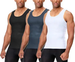 DEVOPS 3 Pack Men's Muscle Dry Fit Compression Tank Top