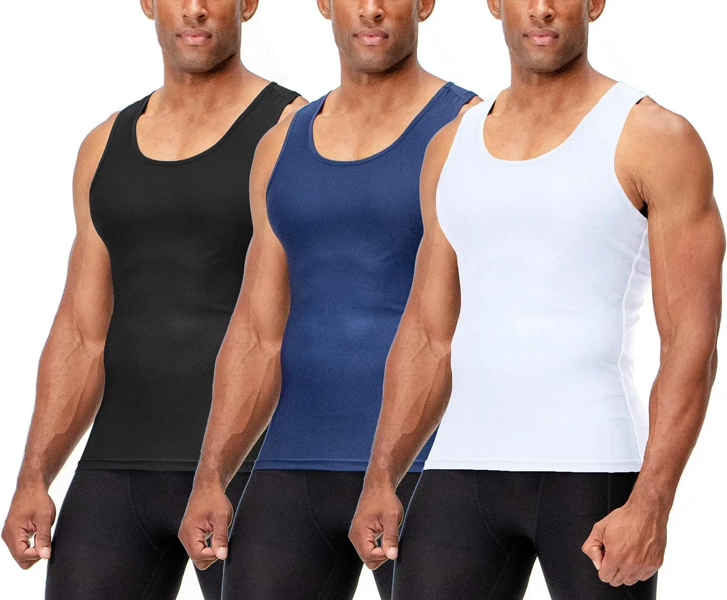 DEVOPS 3 Pack Men's Muscle Dry Fit Compression Tank Top