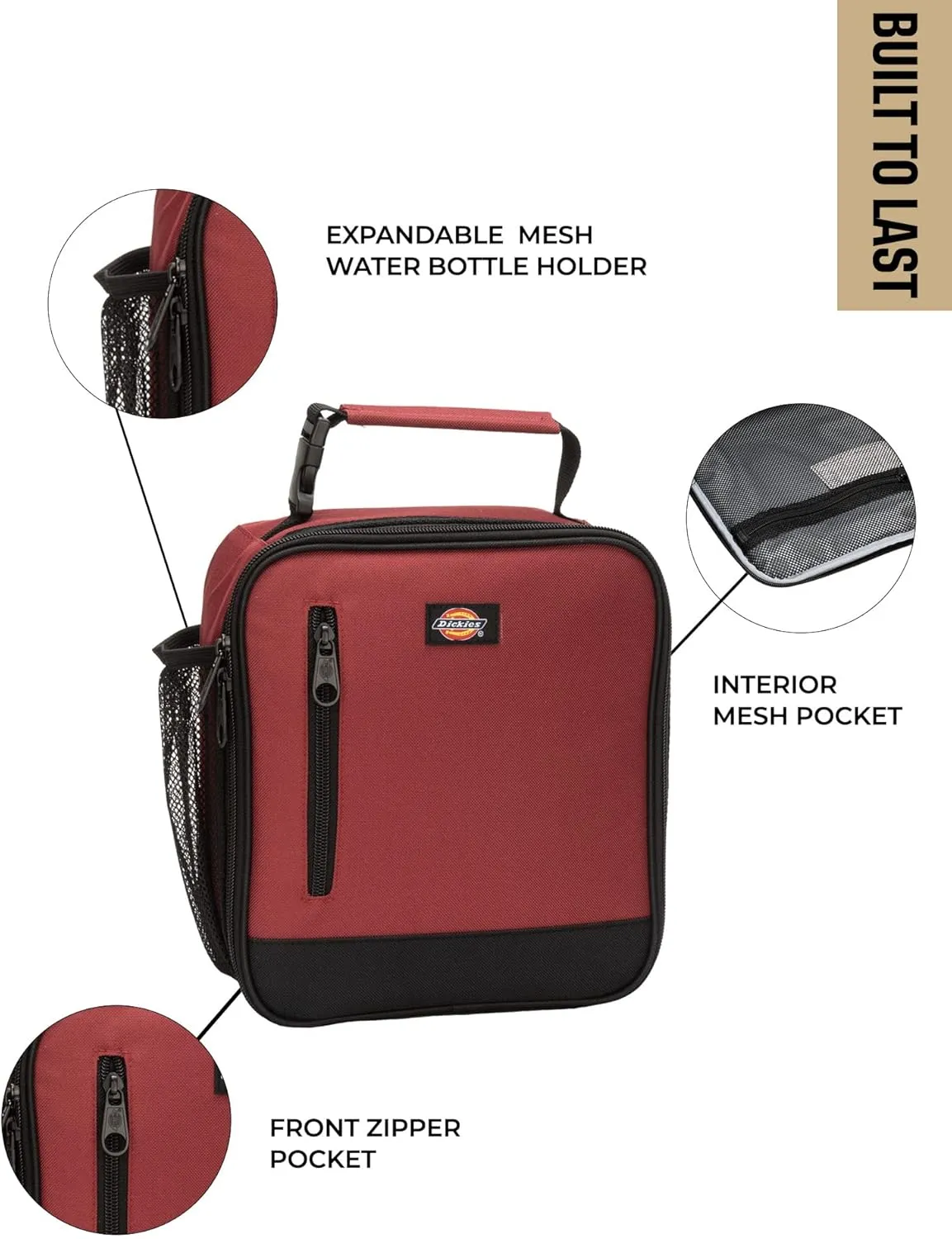 Dickies Basic Insulated Lunch Bag for Work, Thermal Reusable Office Lunch Box for Men, Women (Bloodstone)