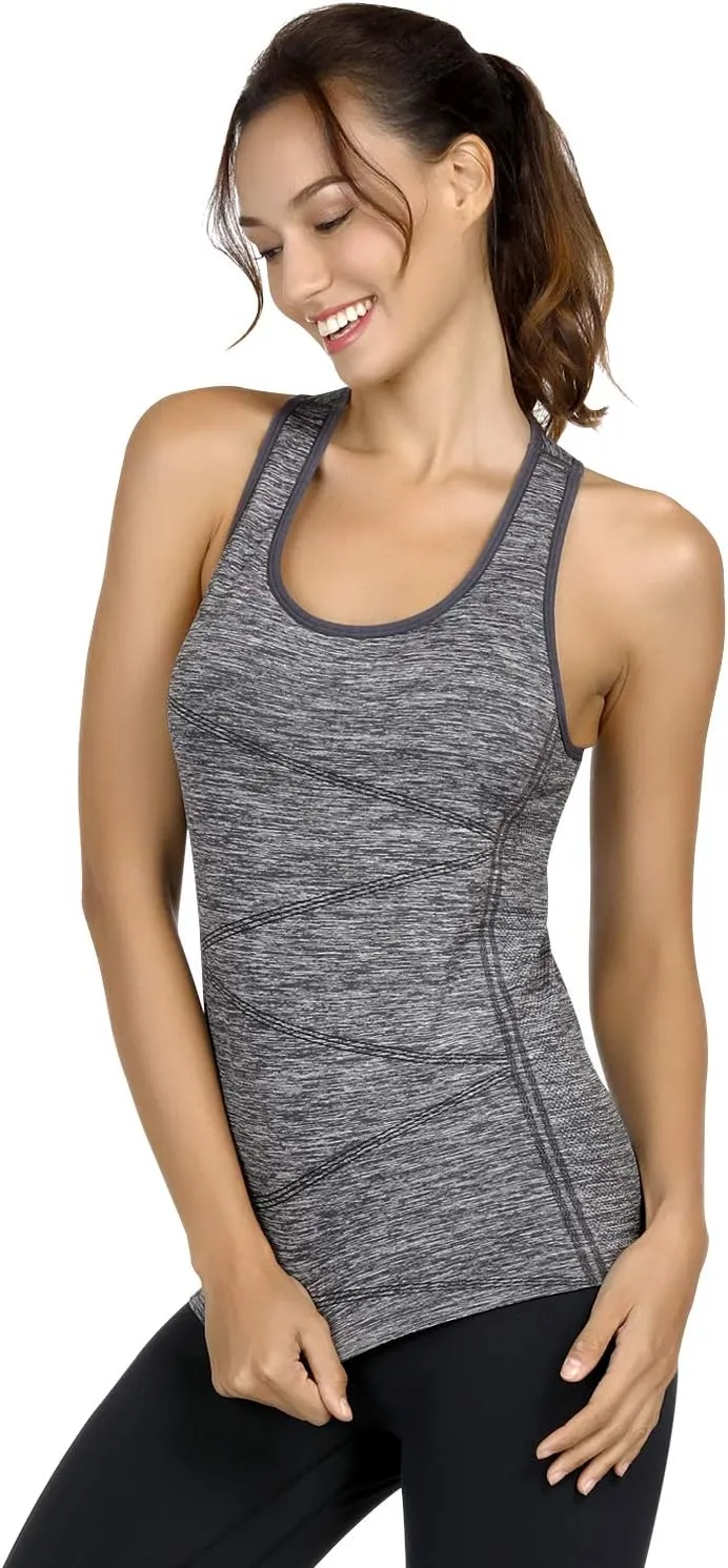 Disbest Yoga Tank Top, Women's Performance Stretchy Quick Dry Sports Workout Running Top Vest with Removable Pads