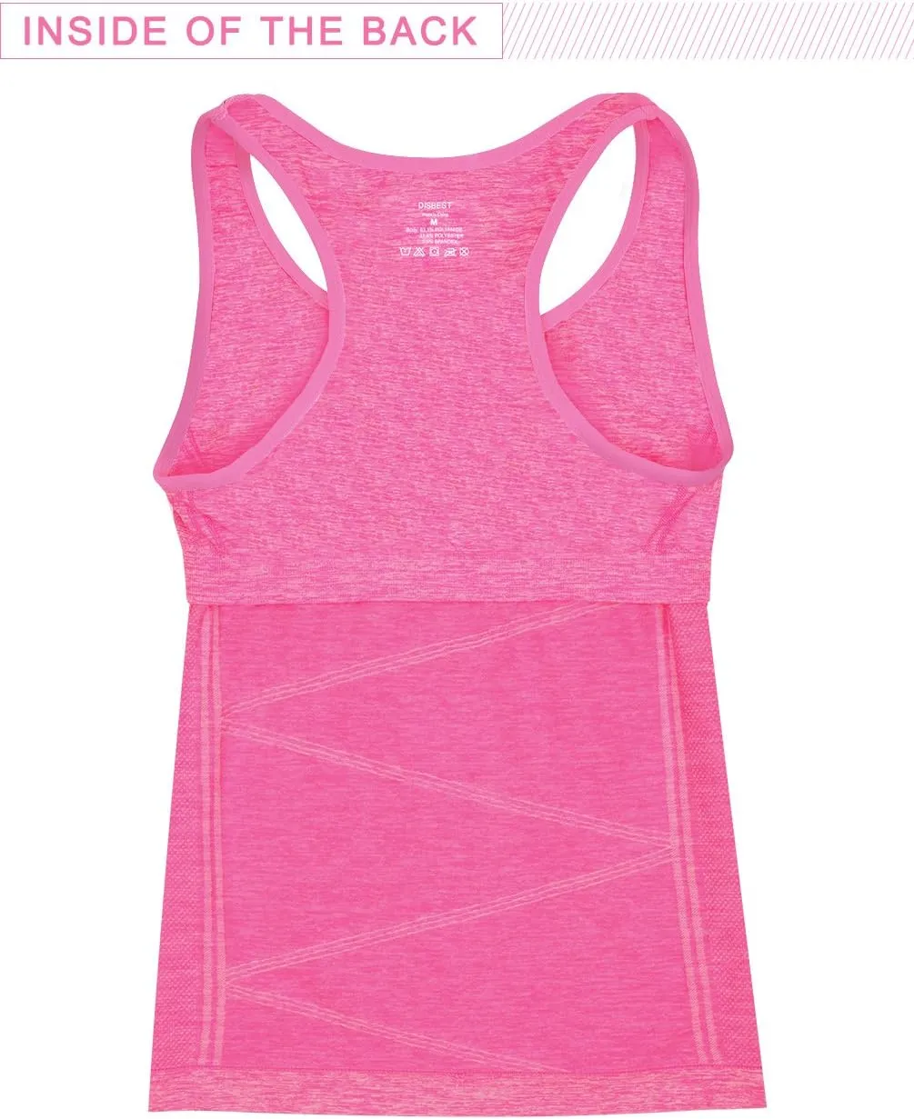 Disbest Yoga Tank Top, Women's Performance Stretchy Quick Dry Sports Workout Running Top Vest with Removable Pads