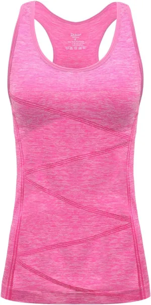 Disbest Yoga Tank Top, Women's Performance Stretchy Quick Dry Sports Workout Running Top Vest with Removable Pads