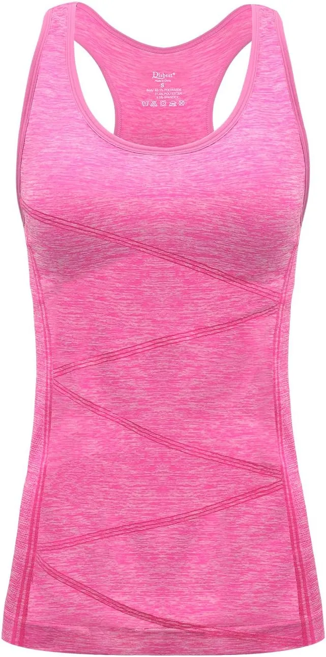 Disbest Yoga Tank Top, Women's Performance Stretchy Quick Dry Sports Workout Running Top Vest with Removable Pads