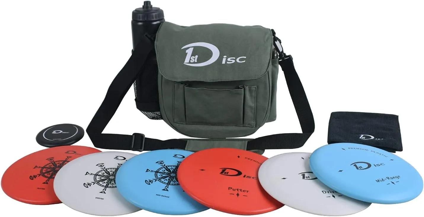 Disc Golf Set- Putter, Mid-Range, Driver, Mini Disc, Towel with Bag