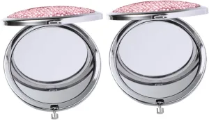 DOITOOL 2pcs Foldable Rhinestone Makeup Mirror Double-sided Portable Cosmetic Mirror for Women Compact Handheld Travel Stylish Design for Purse Bag Handbag