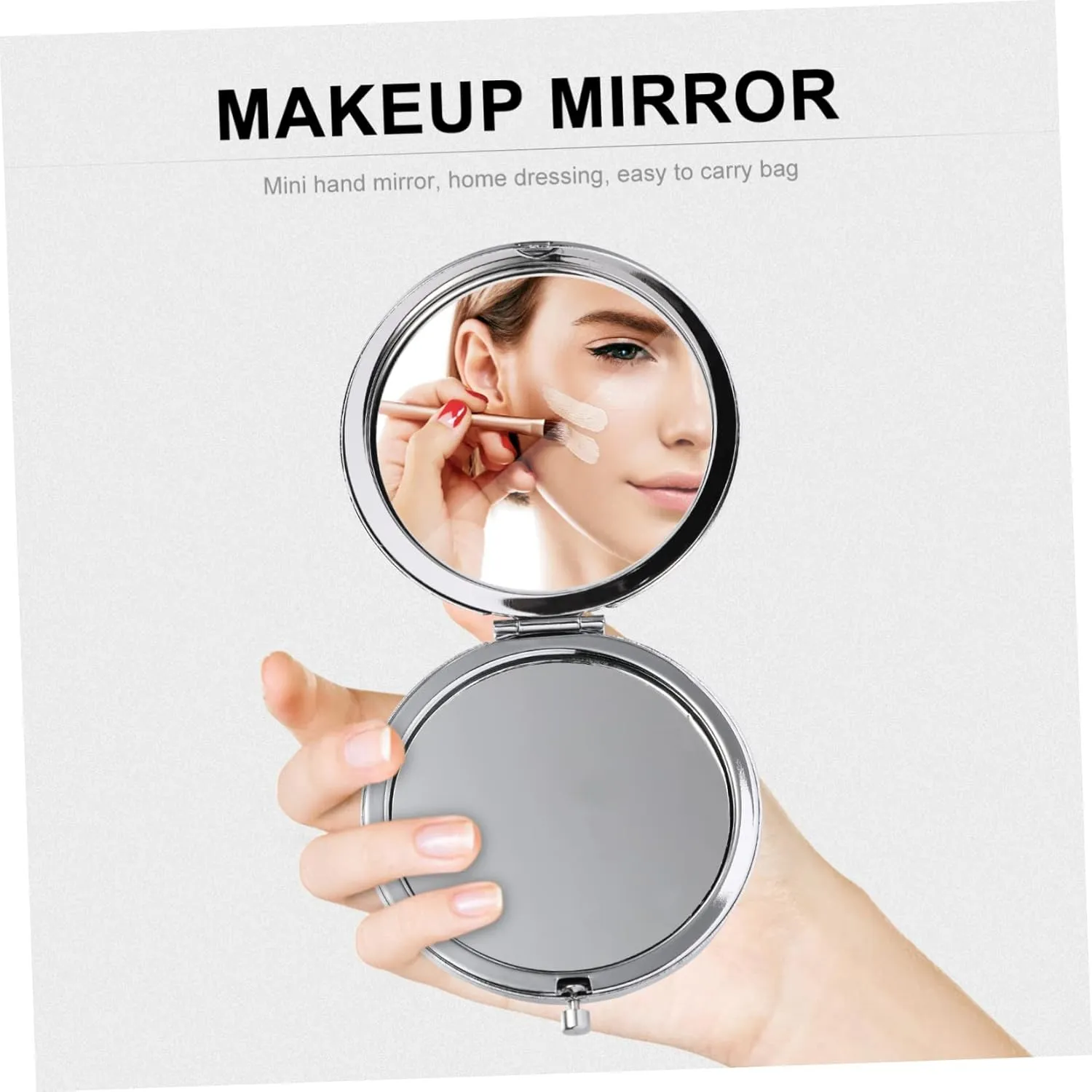DOITOOL 2pcs Foldable Rhinestone Makeup Mirror Double-sided Portable Cosmetic Mirror for Women Compact Handheld Travel Stylish Design for Purse Bag Handbag