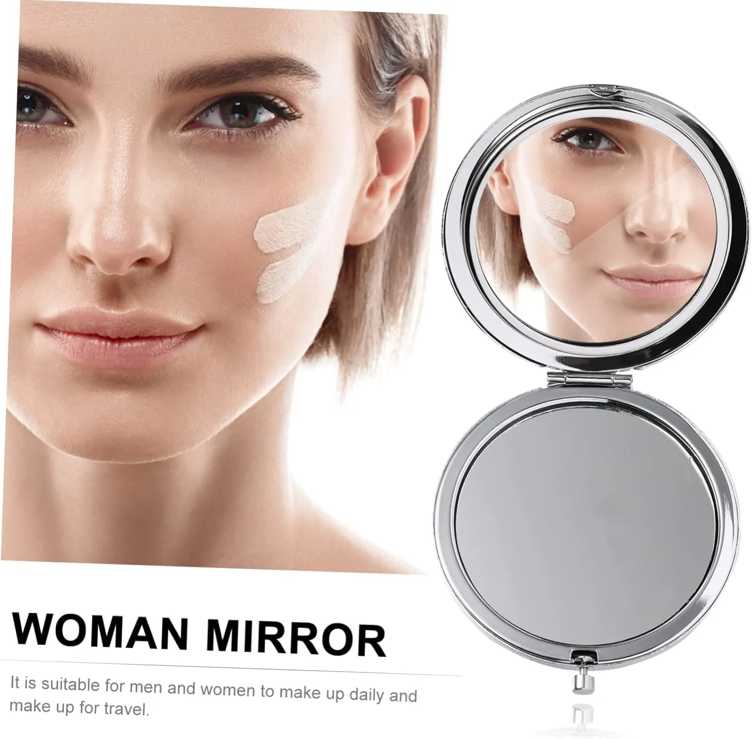DOITOOL 2pcs Foldable Rhinestone Makeup Mirror Double-sided Portable Cosmetic Mirror for Women Compact Handheld Travel Stylish Design for Purse Bag Handbag