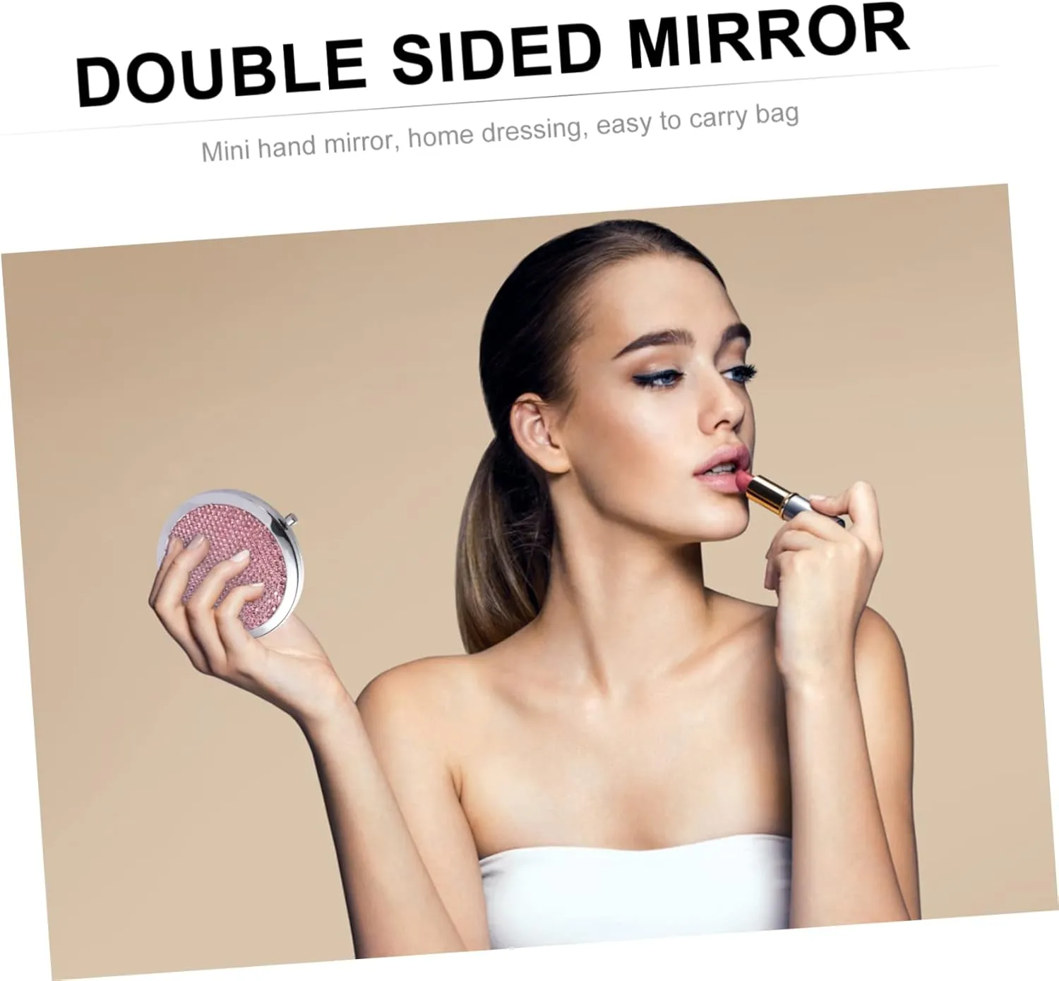 DOITOOL 2pcs Foldable Rhinestone Makeup Mirror Double-sided Portable Cosmetic Mirror for Women Compact Handheld Travel Stylish Design for Purse Bag Handbag