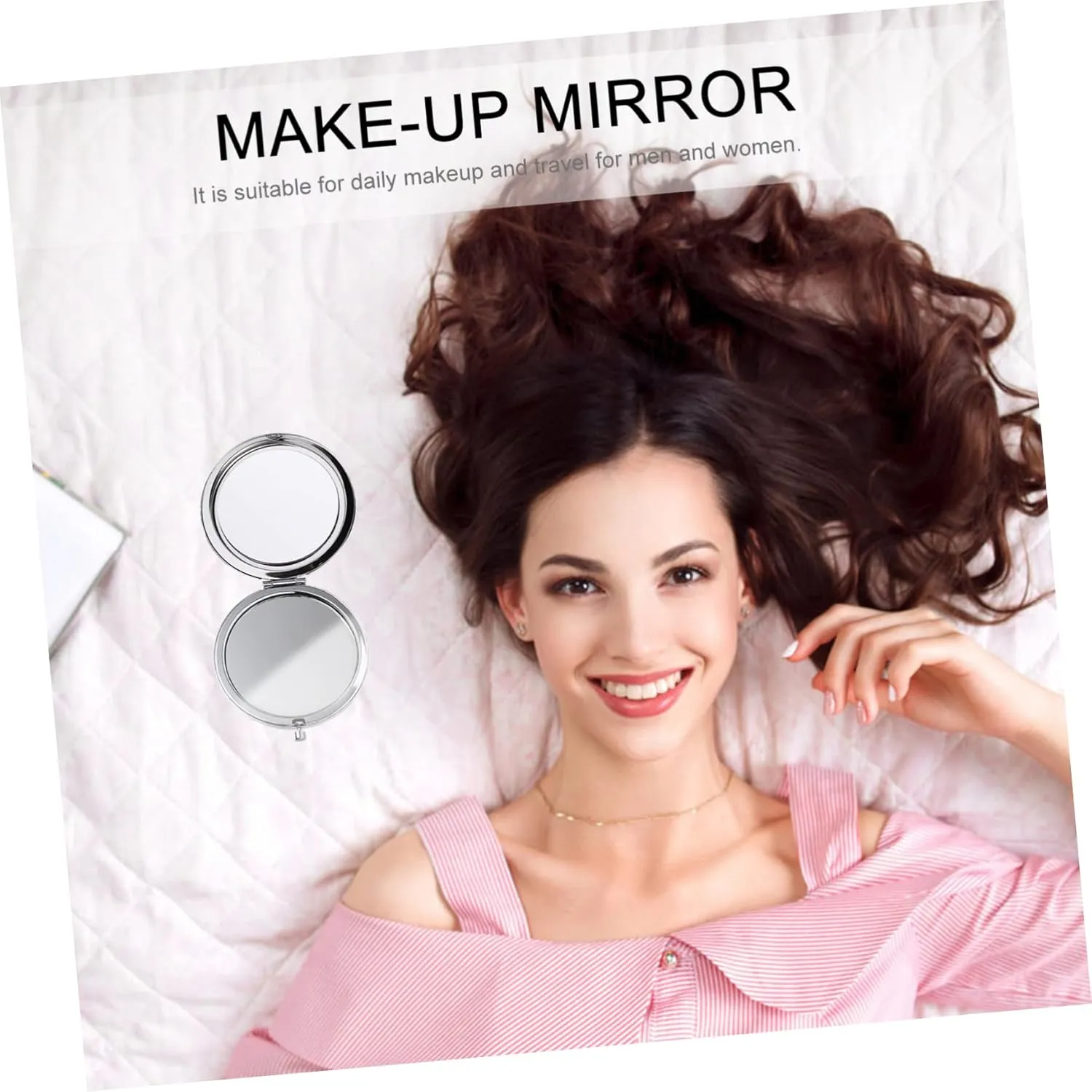 DOITOOL 2pcs Foldable Rhinestone Makeup Mirror Double-sided Portable Cosmetic Mirror for Women Compact Handheld Travel Stylish Design for Purse Bag Handbag
