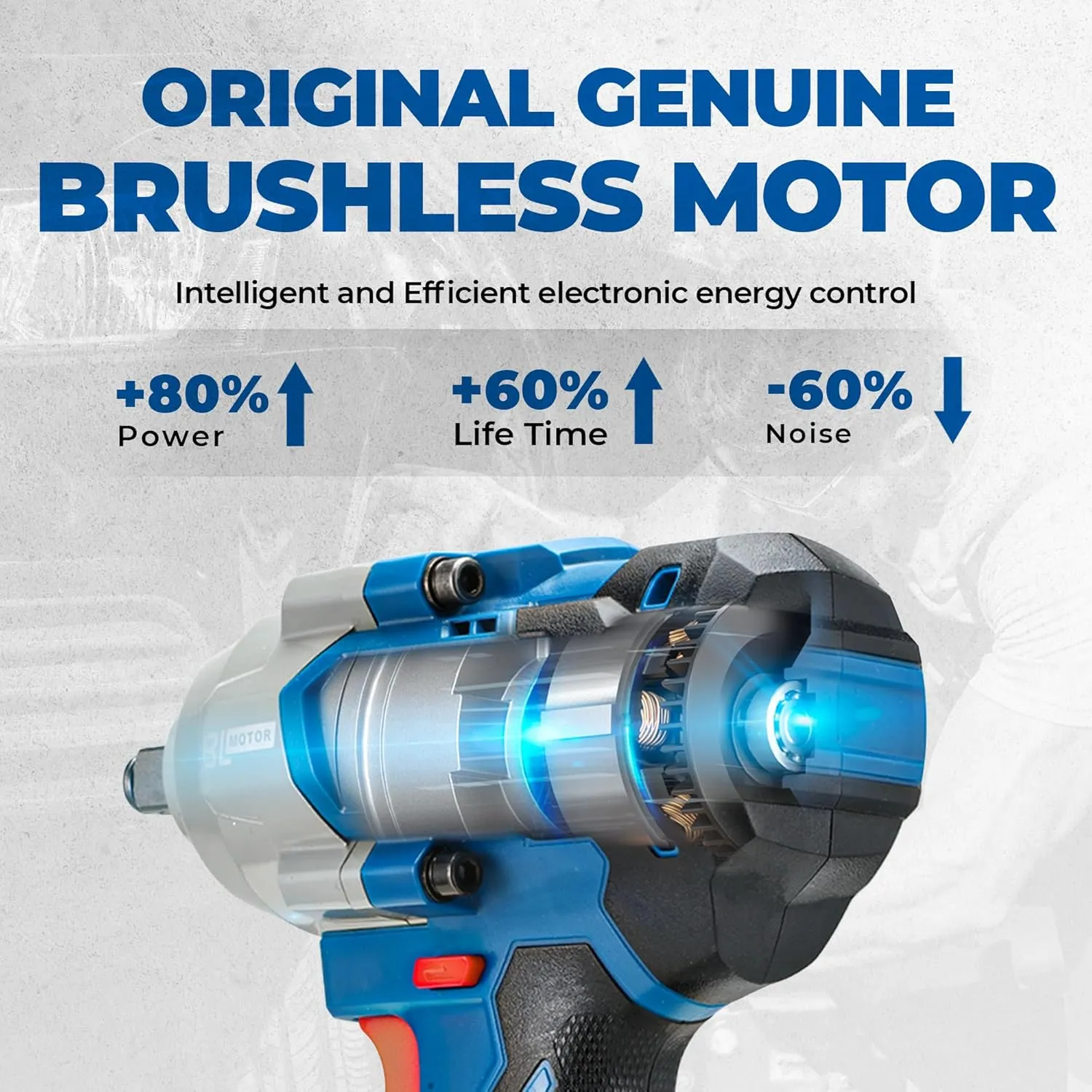 Dong Cheng 20V Brushless Impact Wrench, 515 ft-lbs High Torque, 1/2 Inch Cordless Impact Gun with Tool Bag, 4-Speed for Cars, Trucks, Tractors, Includes 2 x 4.0Ah Batteries & Charger