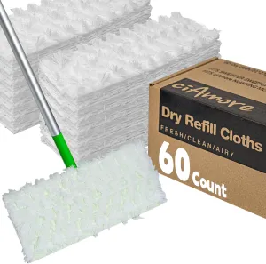 Dry Mop Refills 60 Count, Compatible with Swiffer Sweeper, Disposable Sweeping Cloths Pads for Floor Mopping and Cleaning