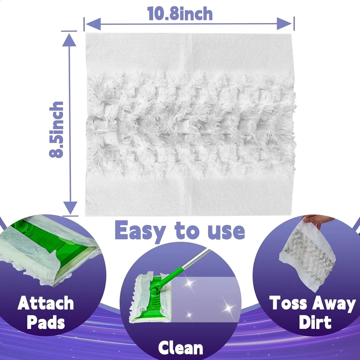 Dry Mop Refills 60 Count, Compatible with Swiffer Sweeper, Disposable Sweeping Cloths Pads for Floor Mopping and Cleaning