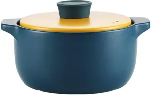 Durable Stockpot Casserole with Yellow Lid Stovetop Ceramic Stew Pot Round Heat Resistant Soup Pot Add Spodumene Material 2.7L / 3.6L / 5.5L Soup Pot (Size : B) (Size : C) (A)