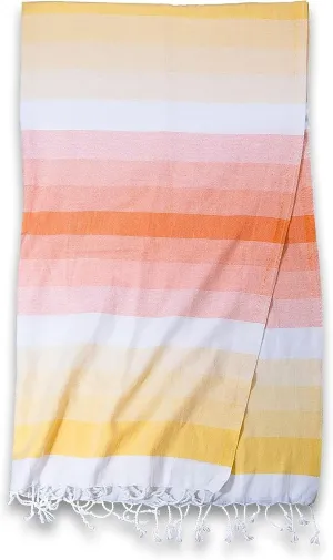 East'N Blue Rainbow Turkish Cotton Peshtemal Beach Towel (36 X 71) - Prewashed, 100% Cotton - Quick Dry Beach Towels - Authentic Turkish Towels for Vacation (Orange)