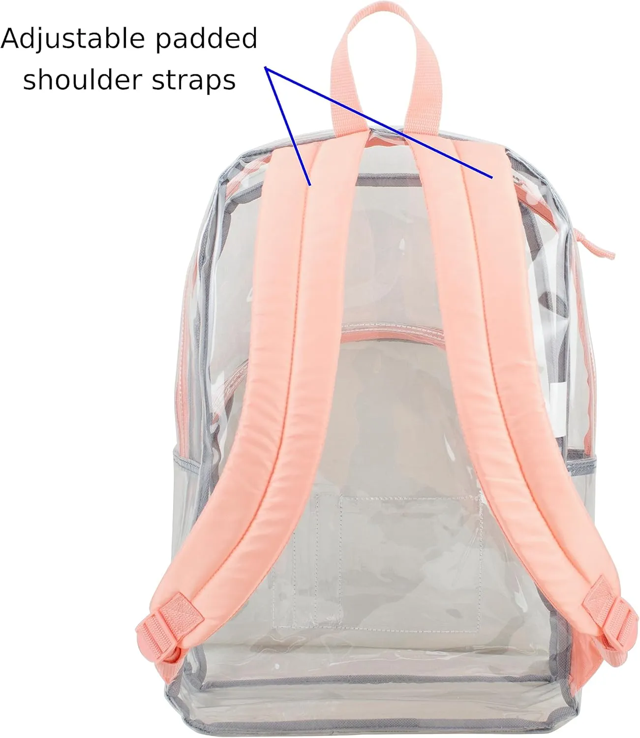 Eastsport Clear Backpack Heavy Duty Lightweight Large Transparent Bag For Hiking, Cycling, Sport, Travel, College, Workplace Security Check, Rose Gold Pink