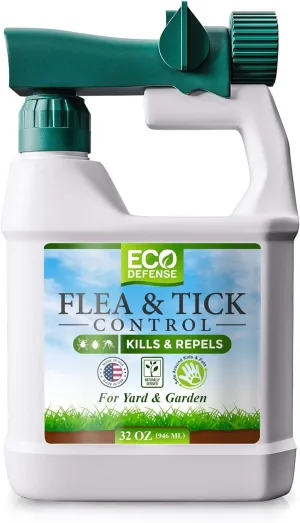 Eco Defense Flea, Tick, and Mosquito Spray for Yard and Perimeter - Safe Around Kids, Pets, Plants - Outdoor Barrier Control & Repellent - Ready-to-Spray Covers Up to 5,000 sq ft