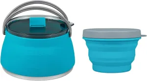 EEZEE 1L Collapsible Camping Kettle Portable Travel Kettle Folding Silicone Camping Cook Pot Foldable Compact Hiking Water Boiler with Lid BPA-Free Backpacking Pot